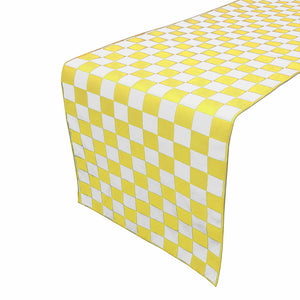 Cotton Print Table Runner Checkerboard NASCAR Yellow