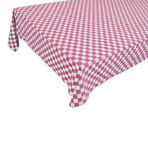 Cotton Tablecloth Checkered Print / Racecar Checkerboard - 1 Inch Pink