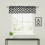 Cotton Window Valance Checkered Print 58" Wide Racecar 2 Inch Checkerboard Black and White