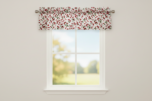 Cotton Window Valance Fruits Print 58 Inch Wide Allover Cherries - White