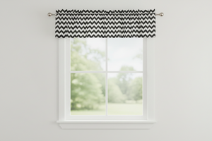 Cotton Window Valance Chevron Zig Zag 58 Inch Wide - Black