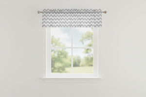 Cotton Window Valance Chevron Zig Zag 58 Inch Wide - Grey