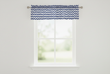 Cotton Window Valance Chevron Zig Zag 58 Inch Wide - Navy