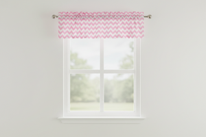 Cotton Window Valance Chevron Zig Zag 58 Inch Wide - Pink