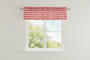 Cotton Window Valance Chevron Zig Zag 58 Inch Wide - Red