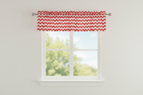 Cotton Window Valance Chevron Zig Zag 58 Inch Wide - Red