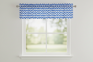 Cotton Window Valance Chevron Zig Zag 58 Inch Wide - Royal Blue