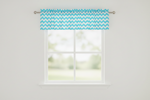 Cotton Window Valance Chevron Zig Zag 58 Inch Wide - Turquoise