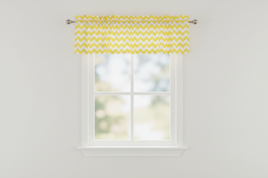 Cotton Window Valance Chevron Zig Zag 58 Inch Wide - Yellow