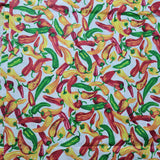 Cotton Window Valance Fruits Print 58 Inch Wide Chili Peppers - White