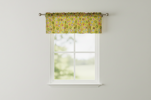 Cotton Window Valance Circles Print 58 Inch Wide - Yellow