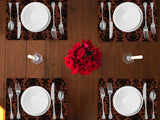 Poplin Damask Floral Dinner Table Placemats Holiday Home Decoration 13" x 19" (Pack of 4)