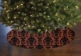 Poplin Damask Floral Tree Skirt Christmas Decoration 58" Round Skirt