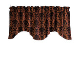 Poplin Damask Floral Scalloped Wave Window Valance 58" Wide / 20" Tall