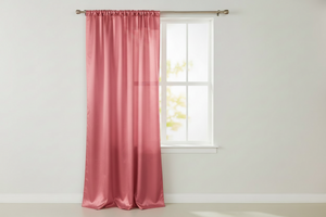 Shiny Satin Solid Single Curtain Panel Drapery 58 Inch Wide - Coral