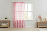 Poplin Gingham Checkered Window Curtain 56 Inch Wide - Coral
