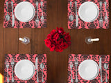 Poplin Damask Floral Dinner Table Placemats Holiday Home Decoration 13" x 19" (Pack of 4)