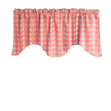 Poplin Tavern Gingham Checkered Scalloped Wave Window Valance 58" Wide / 20" Tall