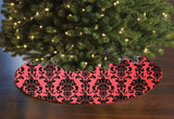 Poplin Damask Floral Tree Skirt Christmas Decoration 58" Round Skirt