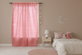 Silver Stars on Sheer Tinted Organza Solid Single Curtain Panel 58 Inch Wide - Coral
