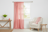 Pintuck Taffeta Cross Stitch Pattern Single Curtain Panel 54 Inch Wide - Coral