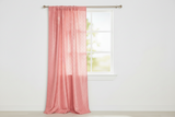 Pintuck Taffeta Cross Stitch Pattern Single Curtain Panel 54 Inch Wide - Coral