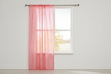Silver Stars on Sheer Tinted Organza Solid Single Curtain Panel 58 Inch Wide - Coral