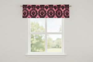 Flocked Damask Window Valance 58" Wide - Coral