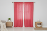 Cotton Eyelet Window Curtains Scalloped Sides (2 Piece Set) 42" Wide Panels - Coral