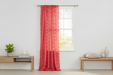 Satin Rosette 3D Pop up Flower Single Curtain Panel 54 Inch Wide - Coral