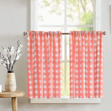 Poplin Tavern Gingham Checkered Café Tier Curtains Window Treatment Kitchen Home Décor
