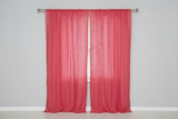 Cotton Eyelet Window Curtains Scalloped Sides (2 Piece Set) 42" Wide Panels - Coral