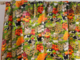 Autumn Fall Season Animal Farm Print Poly-Cotton Window Curtain 58 Inch Wide