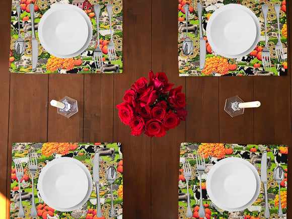 Autumn Animal Farm Printed Polycotton Dinner Table Placemats Holiday Home Decoration 13