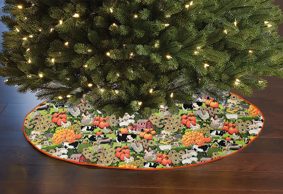Polycotton Printed Animal Farm Tree Skirt Christmas Decoration 58