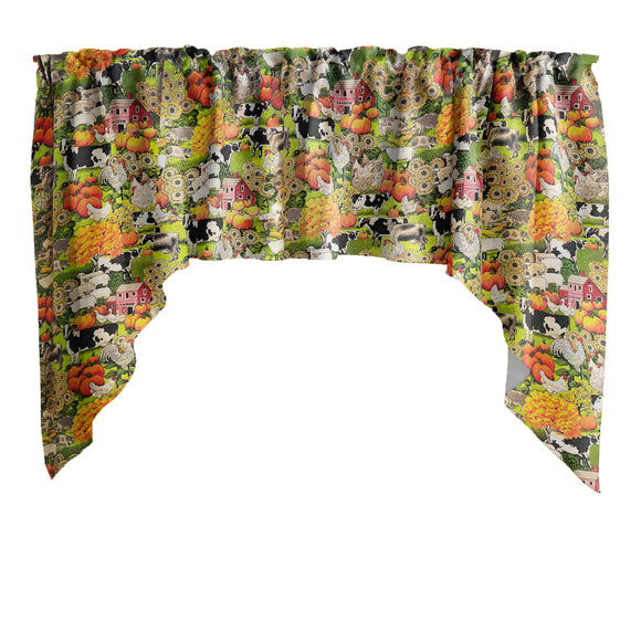 Autumn Animal Farm Printed Poly Cotton Swag Window Valance 58