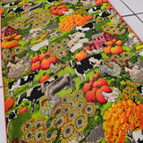 Autumn Fall Season Animal Farm Printed Poly Cotton Table Runner