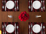 Poplin Damask Floral Dinner Table Placemats Holiday Home Decoration 13" x 19" (Pack of 4)