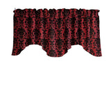 Poplin Damask Floral Scalloped Wave Window Valance 58" Wide / 20" Tall