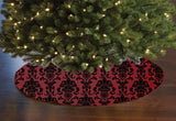 Poplin Damask Floral Tree Skirt Christmas Decoration 58" Round Skirt