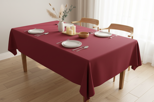Polyester Poplin Gaberdine Durable Tablecloth Solid - Cranberry Red