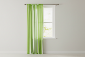 Cotton Curtain Stripe Print 58 Inch Wide / 1 Inch Stripe - Green and White