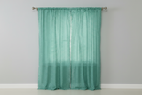 Cotton Eyelet Window Curtains Scalloped Sides (2 Piece Set) 42" Wide Panels - Aqua