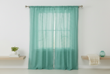 Cotton Eyelet Window Curtains Scalloped Sides (2 Piece Set) 42" Wide Panels - Aqua
