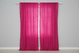 Cotton Eyelet Window Curtains Scalloped Sides (2 Piece Set) 42" Wide Panels - Fuchsia