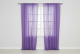 Cotton Eyelet Window Curtains Scalloped Sides (2 Piece Set) 42" Wide Panels - Lavender