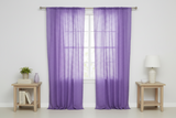 Cotton Eyelet Window Curtains Scalloped Sides (2 Piece Set) 42" Wide Panels - Lavender