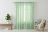 Cotton Eyelet Window Curtains Scalloped Sides (2 Piece Set) 42" Wide Panels - Mint