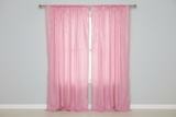 Cotton Eyelet Window Curtains Scalloped Sides (2 Piece Set) 42" Wide Panels - Pink