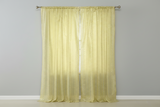 Cotton Eyelet Window Curtains Scalloped Sides (2 Piece Set) 42" Wide Panels - Yellow